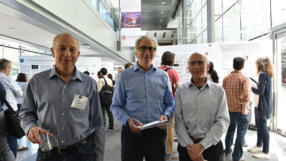 Mark Fishman, Doug Melton, and Lee Rubin at a poster session