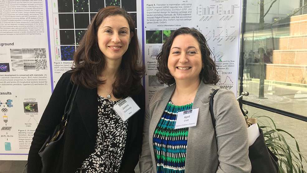 Jenna Calloway and April Craft at a poster session